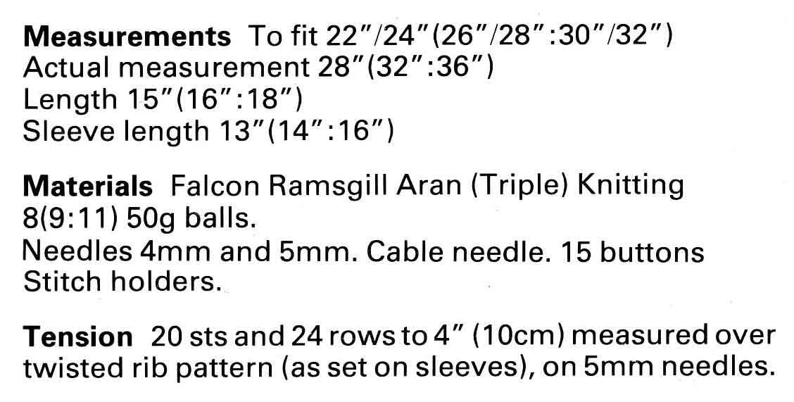Childrens Ramsgill Jacket / Cardigan, 22"-32" Chest, Aran, 80s Knitting Pattern, Falcon 407