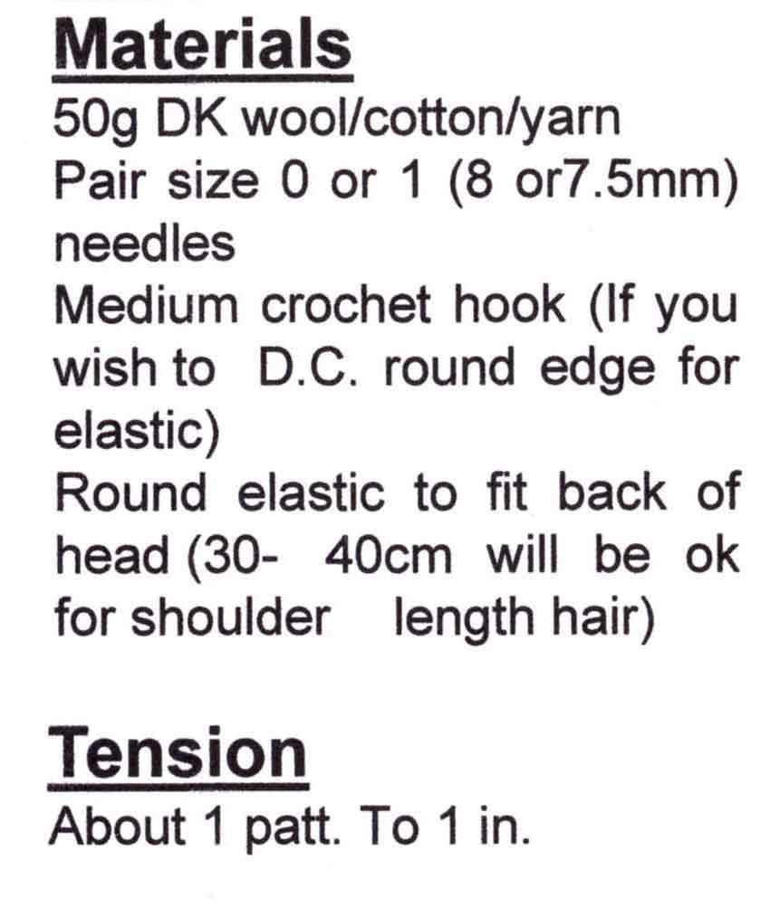 Ladies Hair Snood, Original Blackberry Pattern, DK Wool or Cotton, 40s Knitting Pattern, EM 3