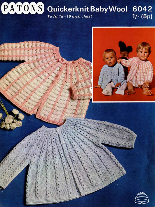 Baby Matinee Coat / Cardigan, 4ply, 70s Knitting Pattern, Patons 6042
