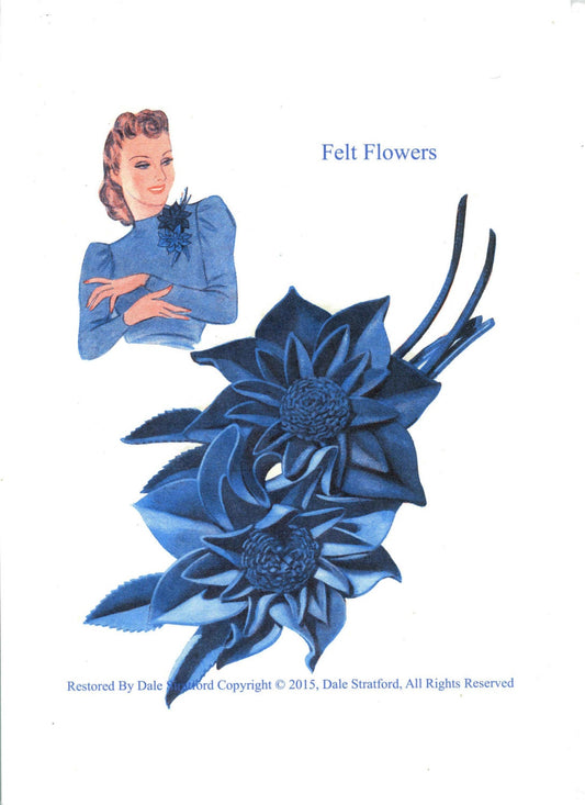 Felt Flower Corsage, 40s Sewing / Craft Pattern for Felt Flowers, Felt Flowers 1