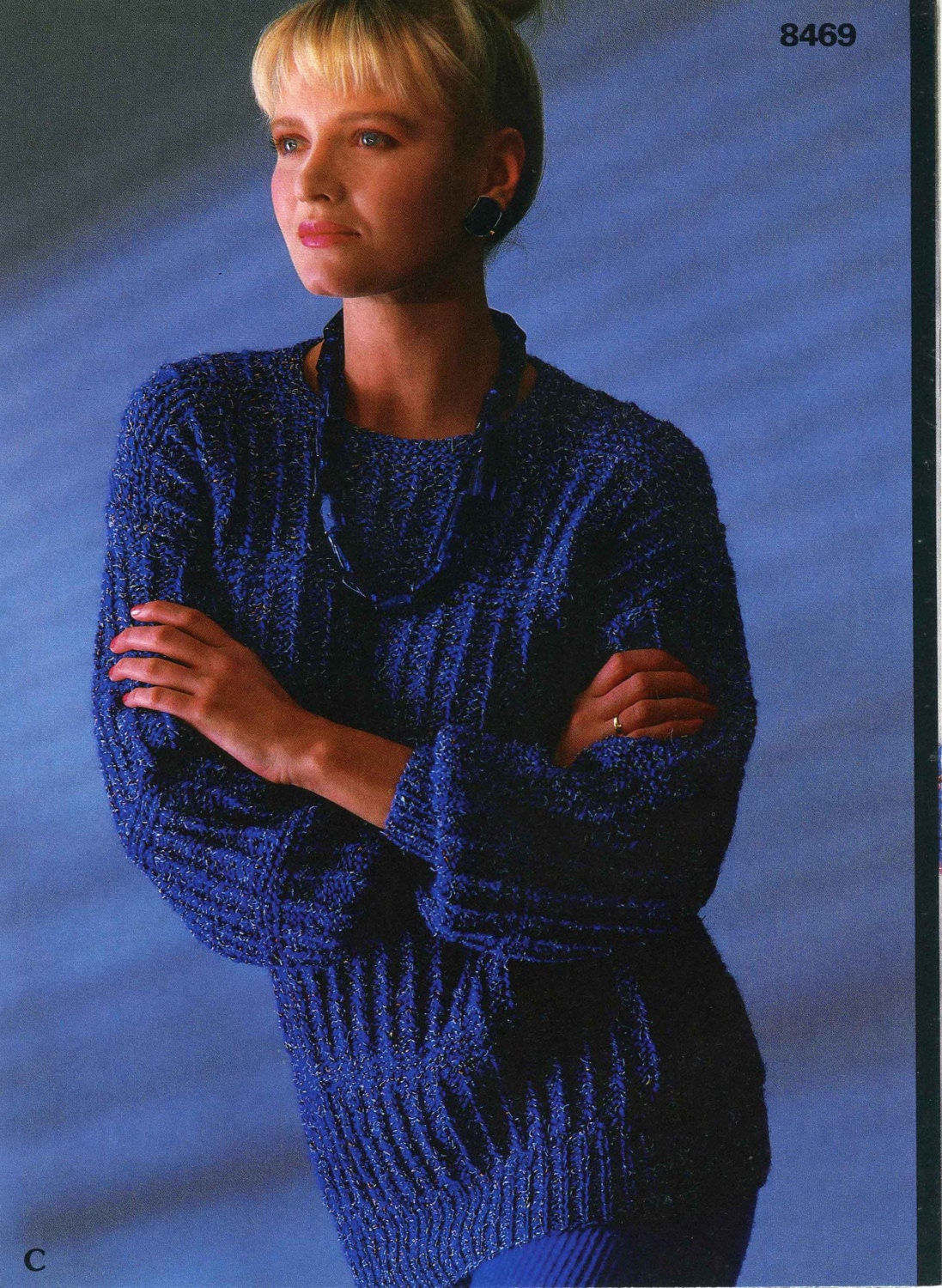 Ladies Sweater / Jumper in 3 Styles, 32"-42" Bust, Chunky, 80s Knitting Pattern, Patons 8469