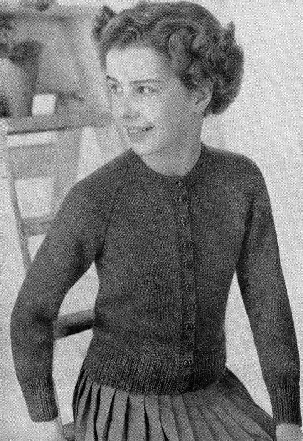 Girls 2 Styles of Cardigan and a Jumper, 28"-34" Chest, DK, 50s Knitting Pattern, P&B 428