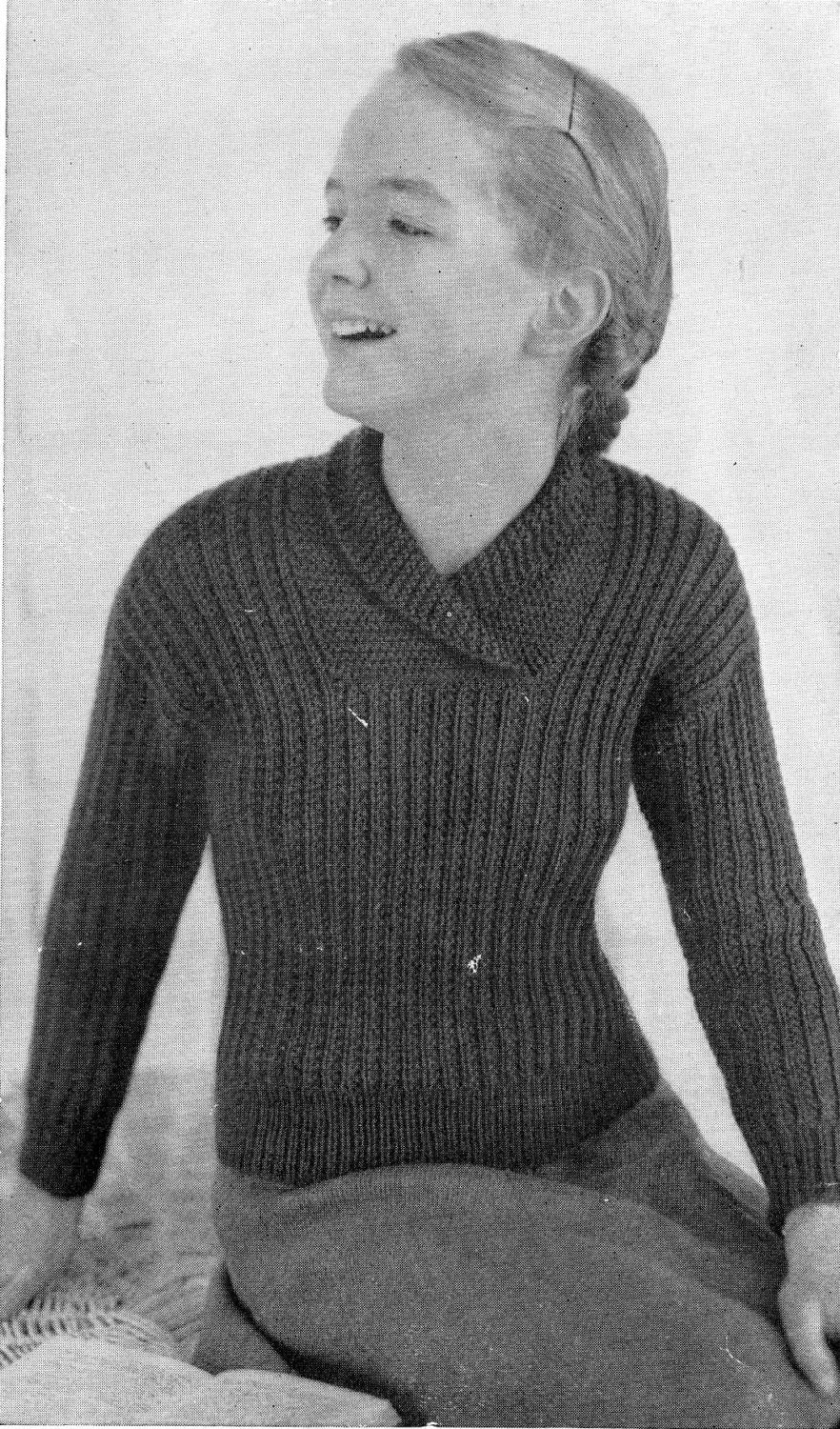 Girls 2 Styles of Cardigan and a Jumper, 28"-34" Chest, DK, 50s Knitting Pattern, P&B 428