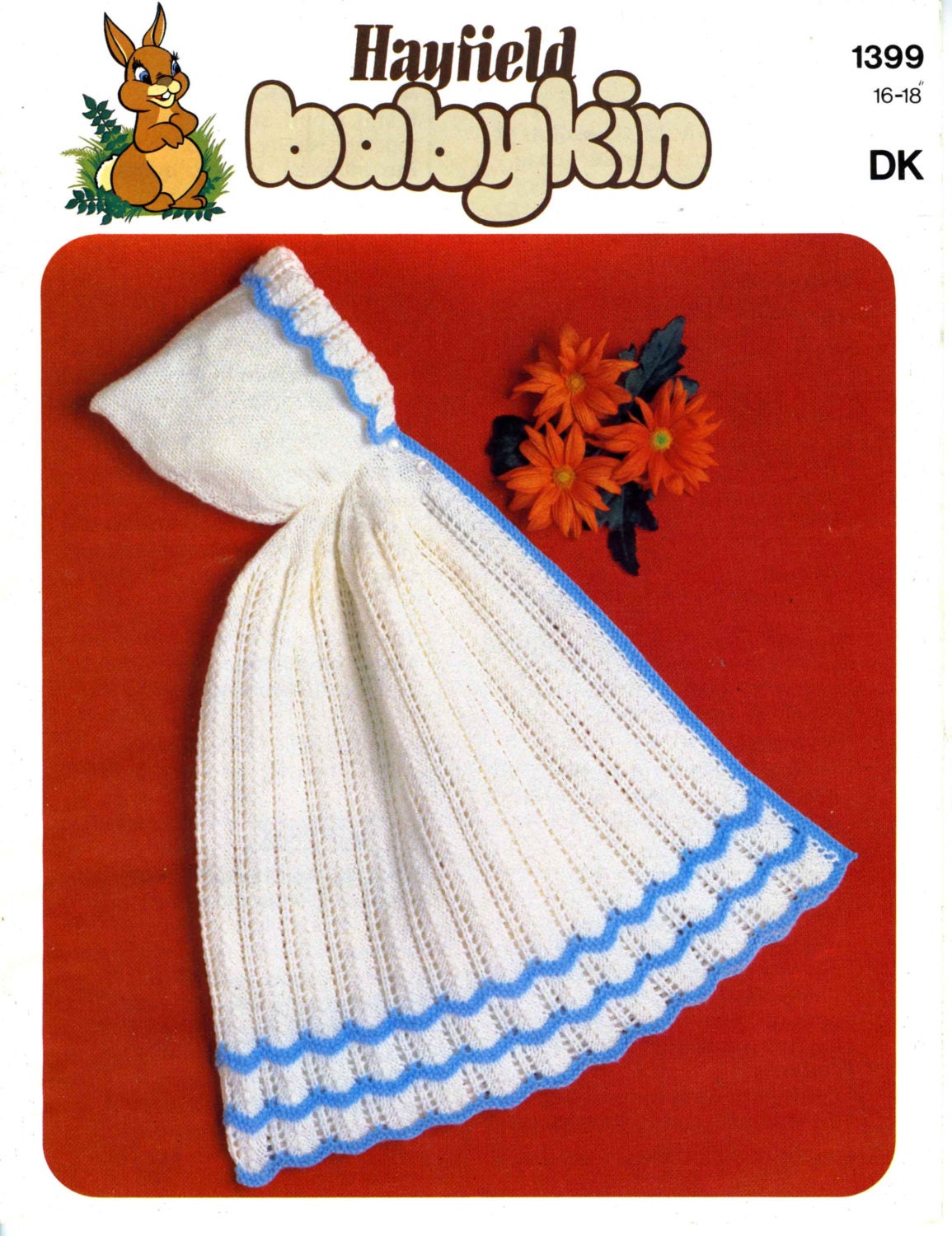 Baby Cape, 16"-18" Chest, DK, 70s Knitting Pattern, Hayfield 1399